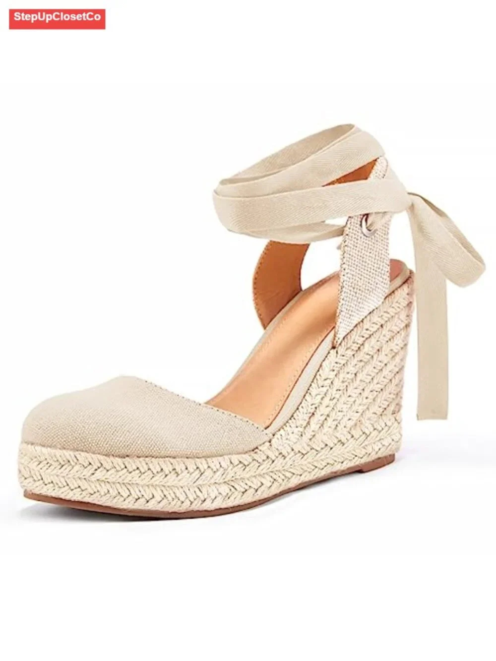 Women's Suede Lace Up Espadrille Wedge Sandals